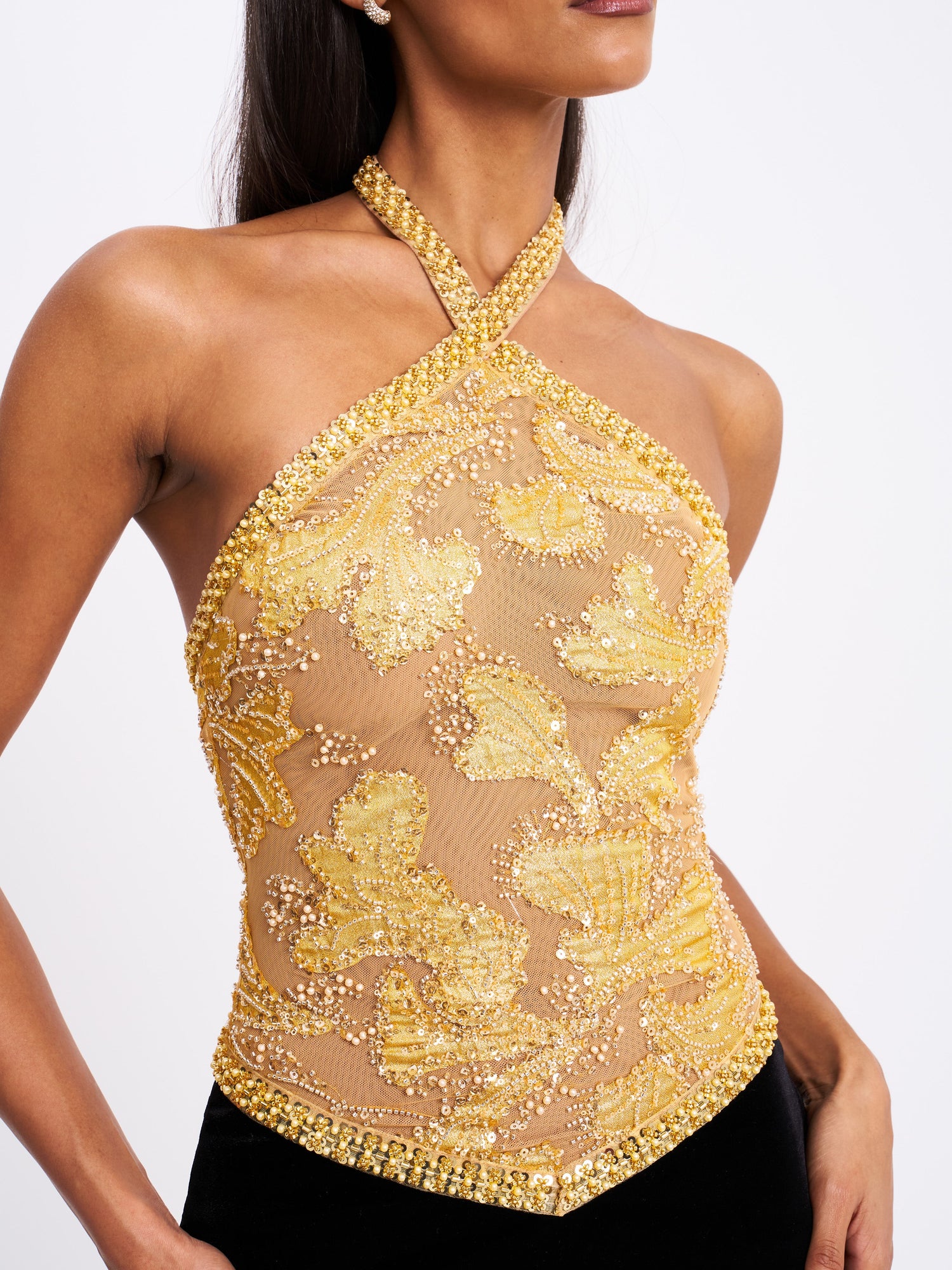 Gazelle Embroidered Vintage Style Maxi Dress | Gold