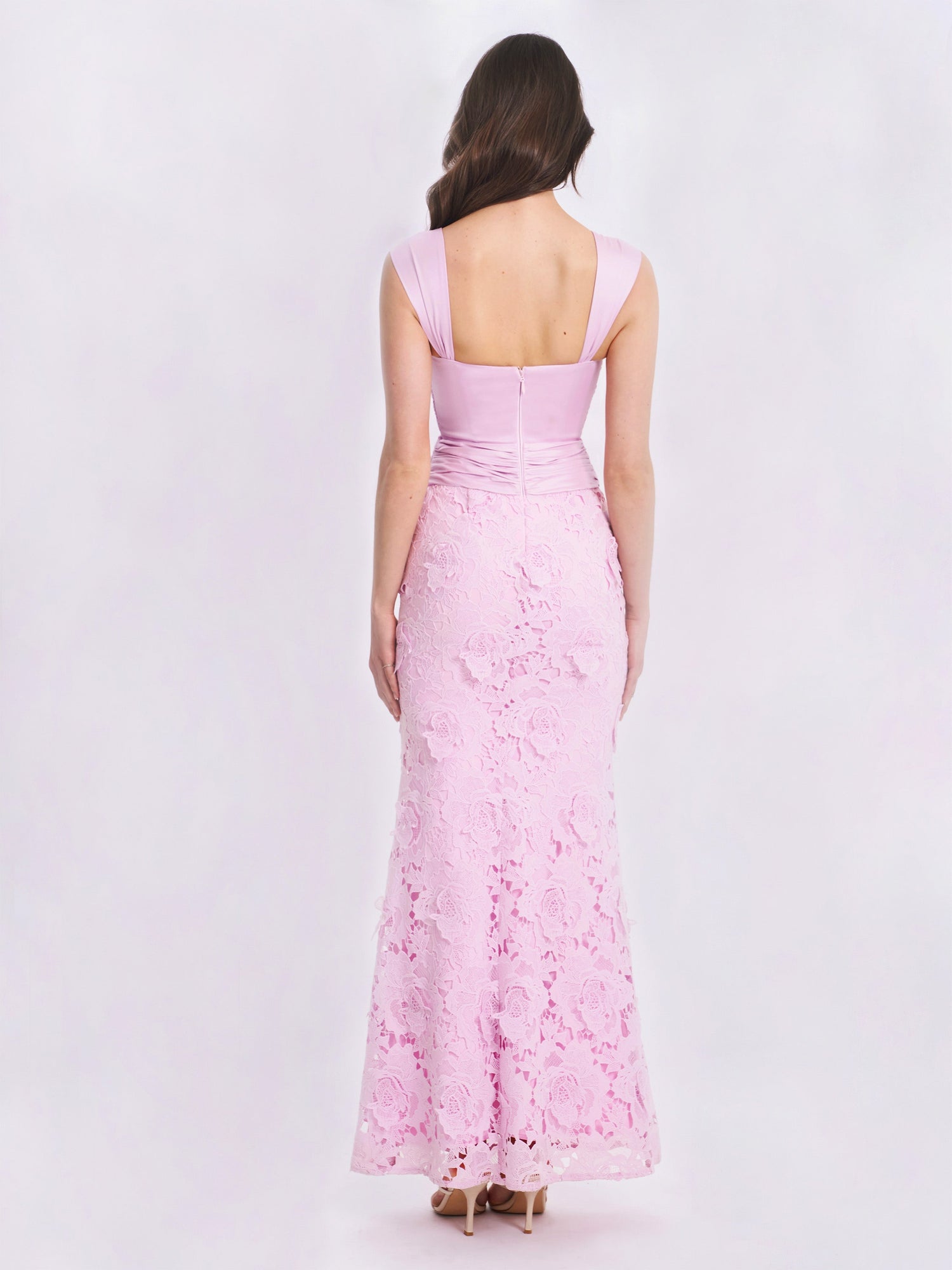 Floral Lace Mermaid Gown | Dahlia Pink