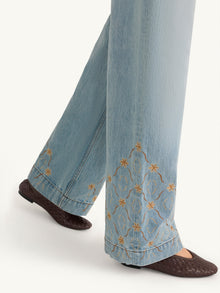 Helena Embroidered Jean | Light Blue