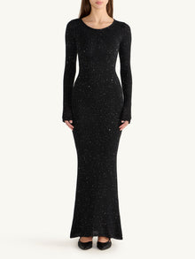 Natalia Longsleeve Dress | Black/Silver Sequin