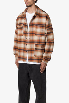 Asymmetrical Pocket Flannel Shirt | Brown