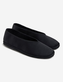 Womens | The Cassio Flat in Duchess Satin | Black