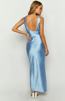Attina Satin Maxi Dress | Blue