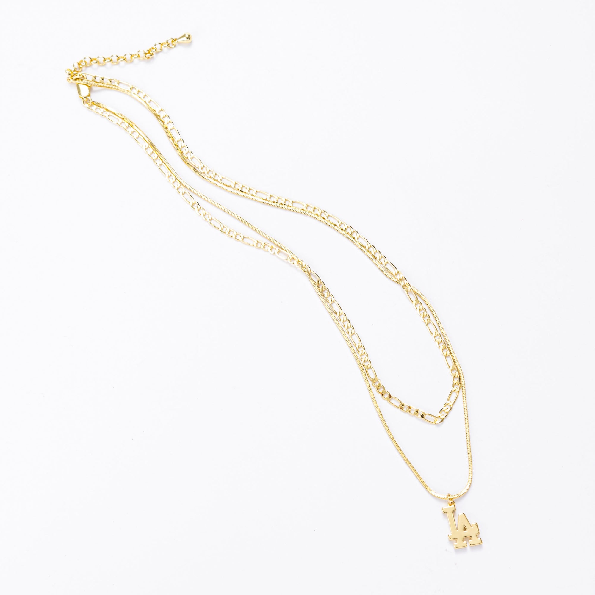 Bijoux Sport by Luv Aj MLB Double Chain Logo Necklace | Los Angeles Dodgers | Gold