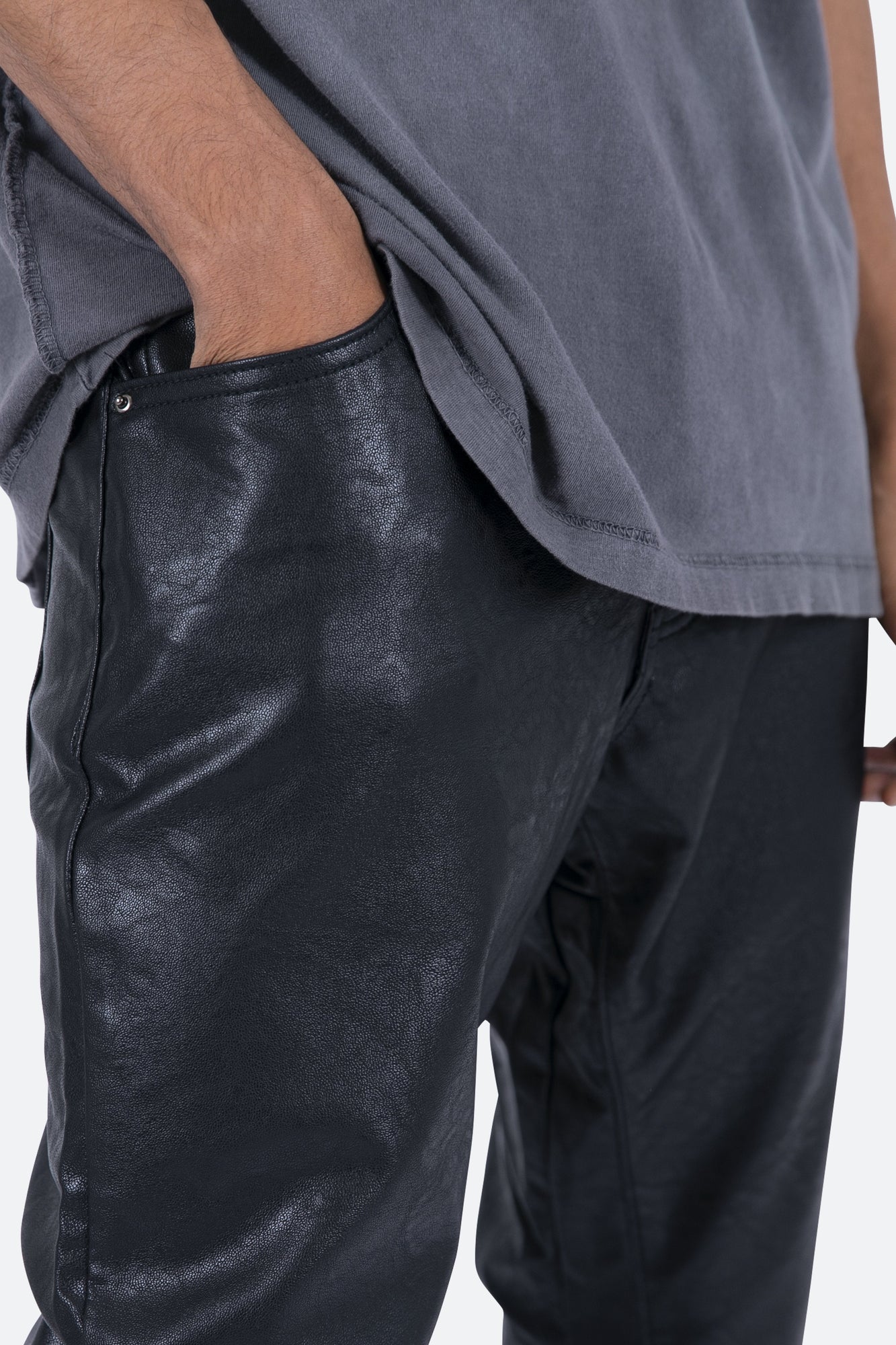 B169 Leather Flare Pants | Black
