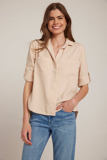 Split Back Button Down | Soft Tan