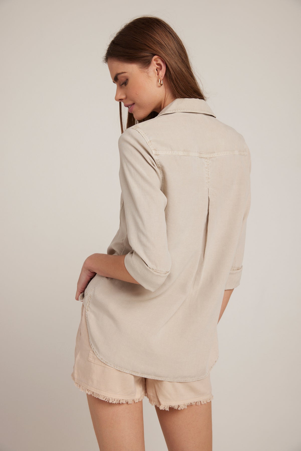 Shirt Tail Button Down | Soft Tan