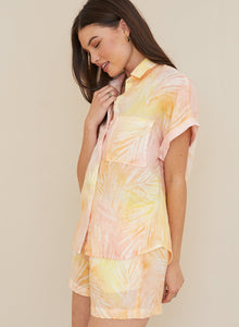 Ruffle Waist Short | Sunset Palm Print