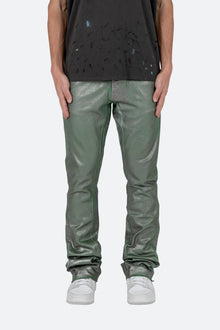 B427 Metallic Flare Denim | Green