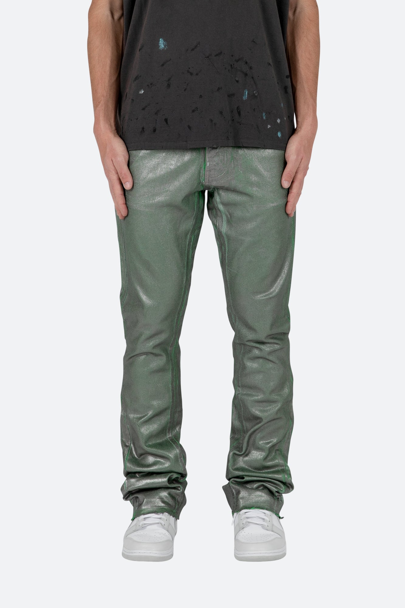 B427 Metallic Flare Denim | Green