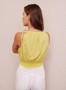 Smocked Waist Tie Neck Top | Sweet Limeade