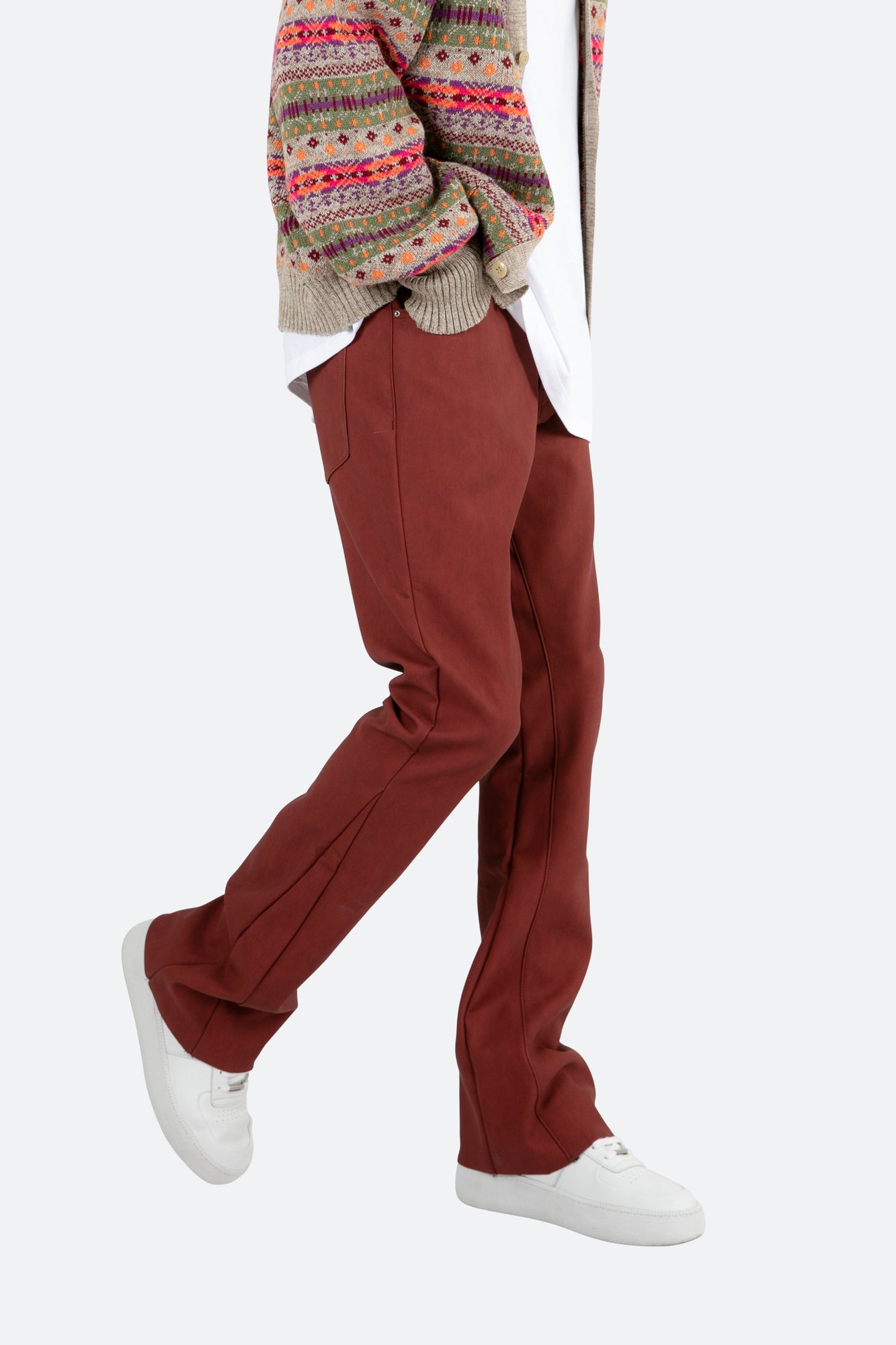B460 Leather Flare Pants | Burgundy
