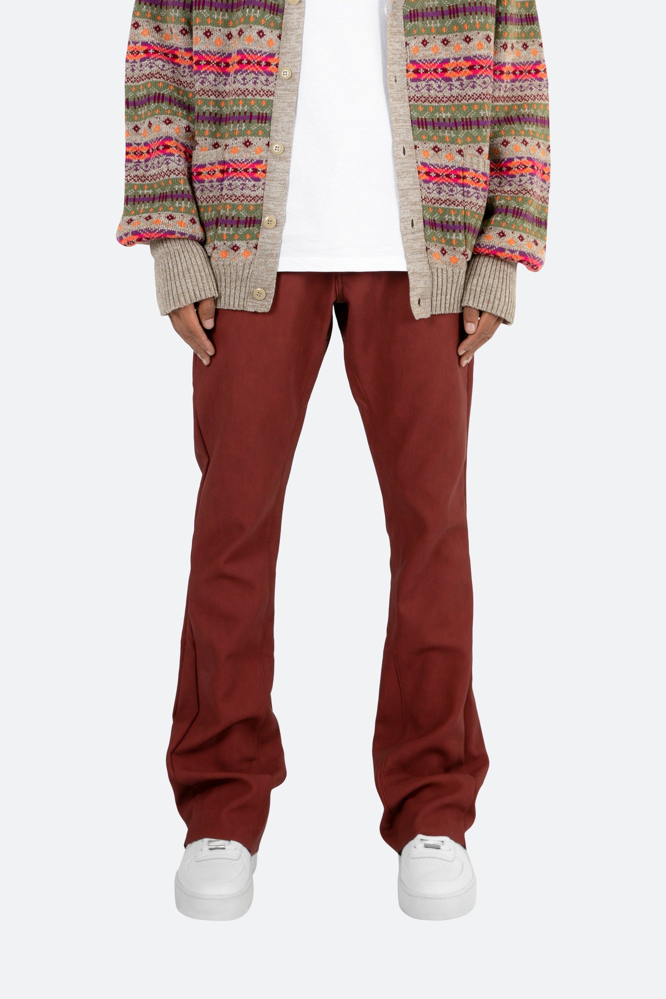 B460 Leather Flare Pants | Burgundy