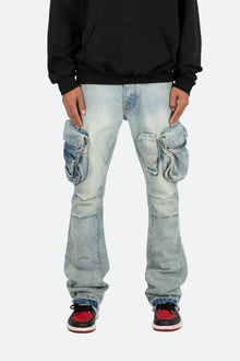 B480 Cargo Flare Denim | Vintage Blue