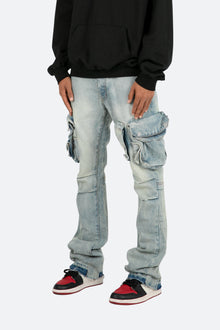 B480 Cargo Flare Denim | Vintage Blue