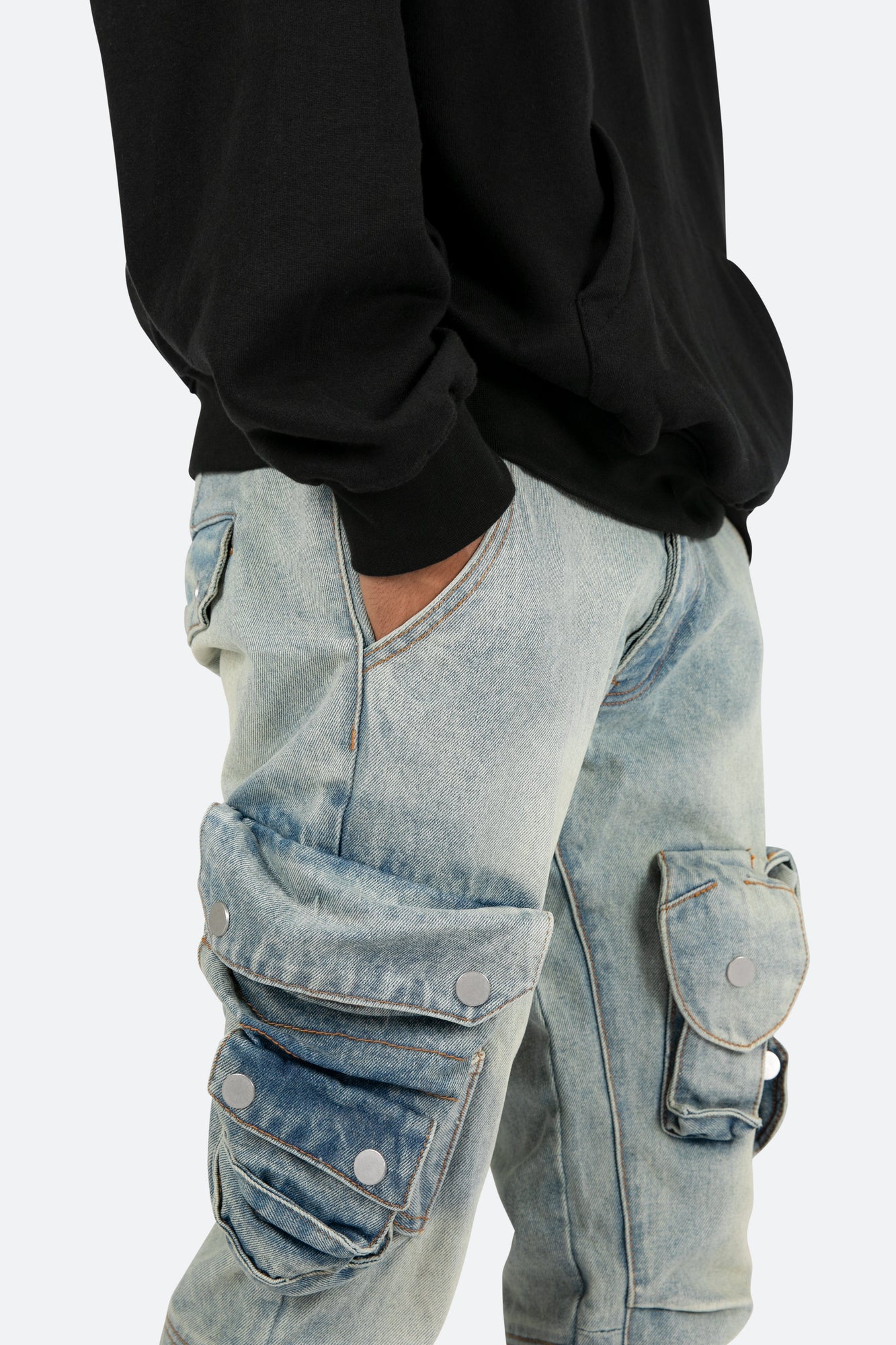 B480 Cargo Flare Denim | Vintage Blue