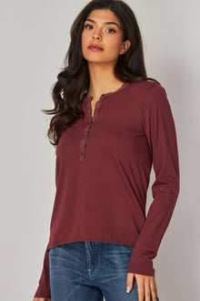 Long Sleeve Henley - Wildberry