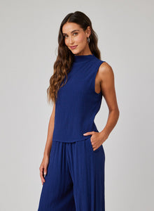 Mock Neck Top | Navy Coast