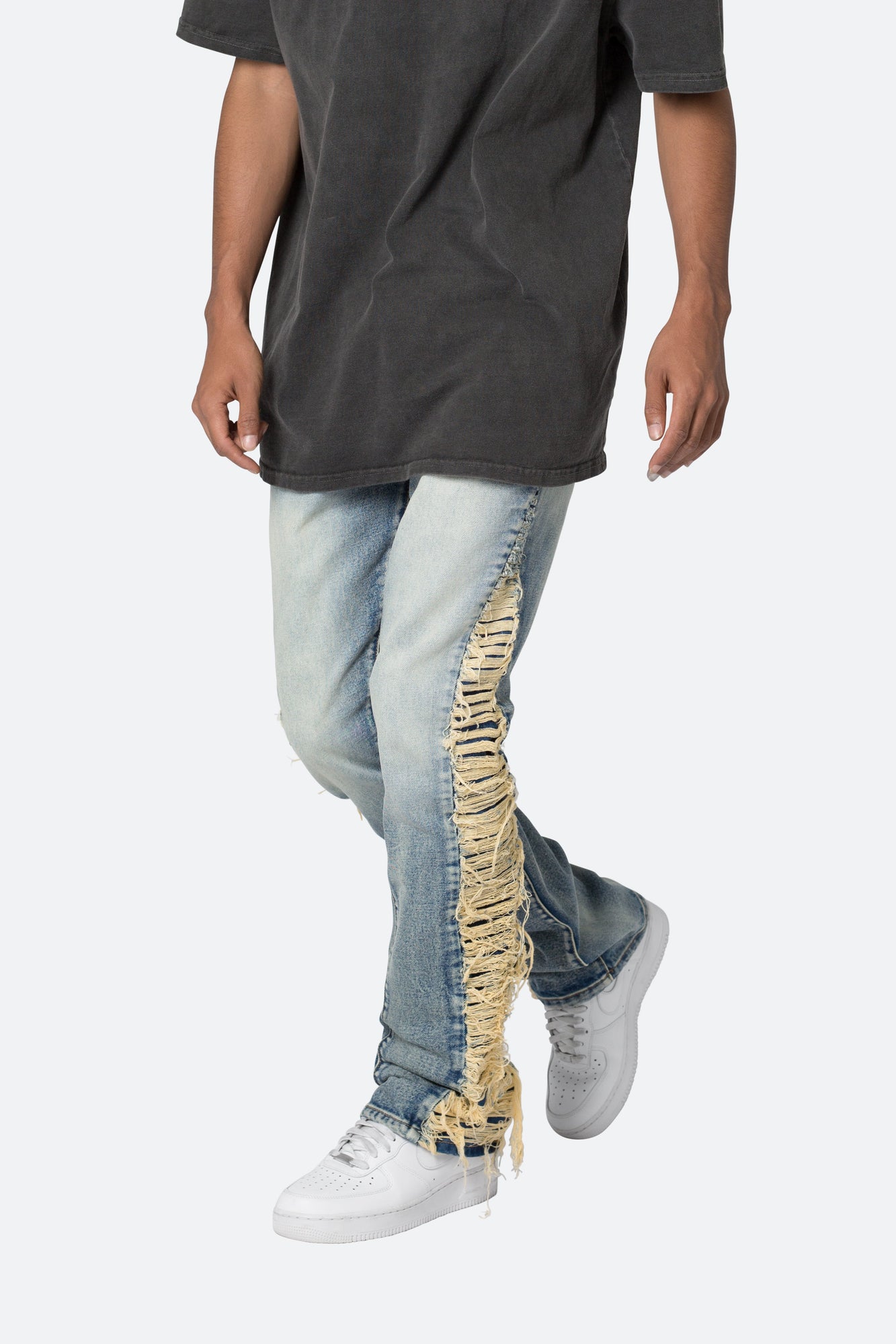 B586 Distressed Flare Denim | Blue