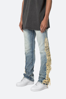 B586 Distressed Flare Denim | Blue