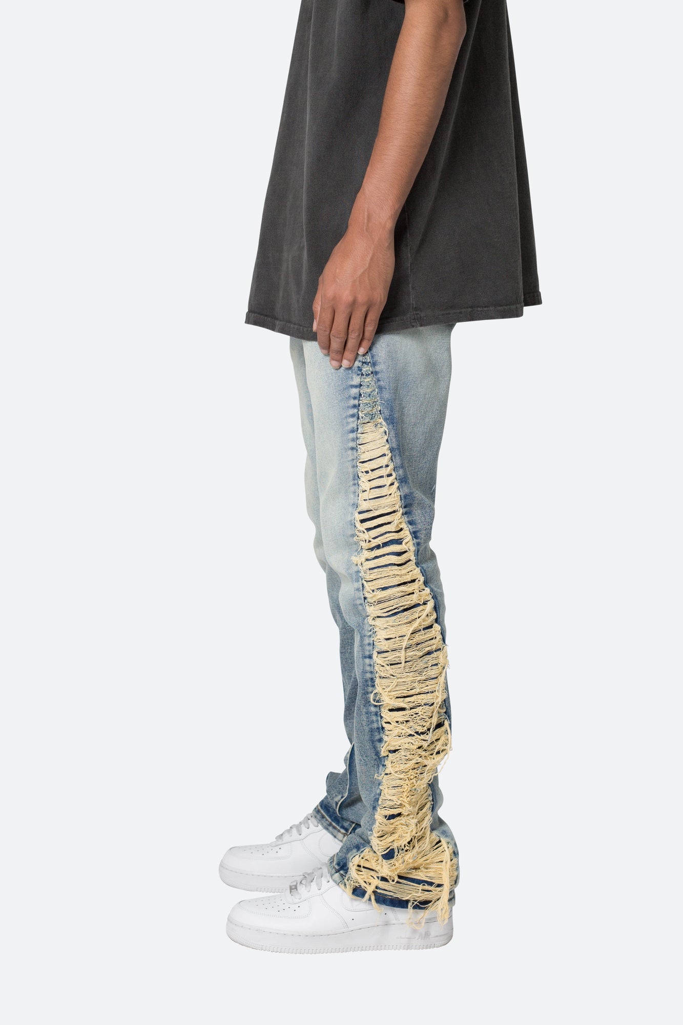 B586 Distressed Flare Denim | Blue