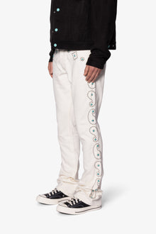 B660 Paisley Stud Flare Pants | Ivory
