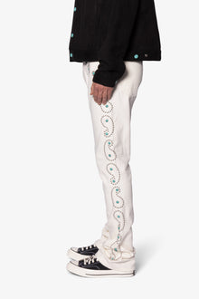 B660 Paisley Stud Flare Pants | Ivory