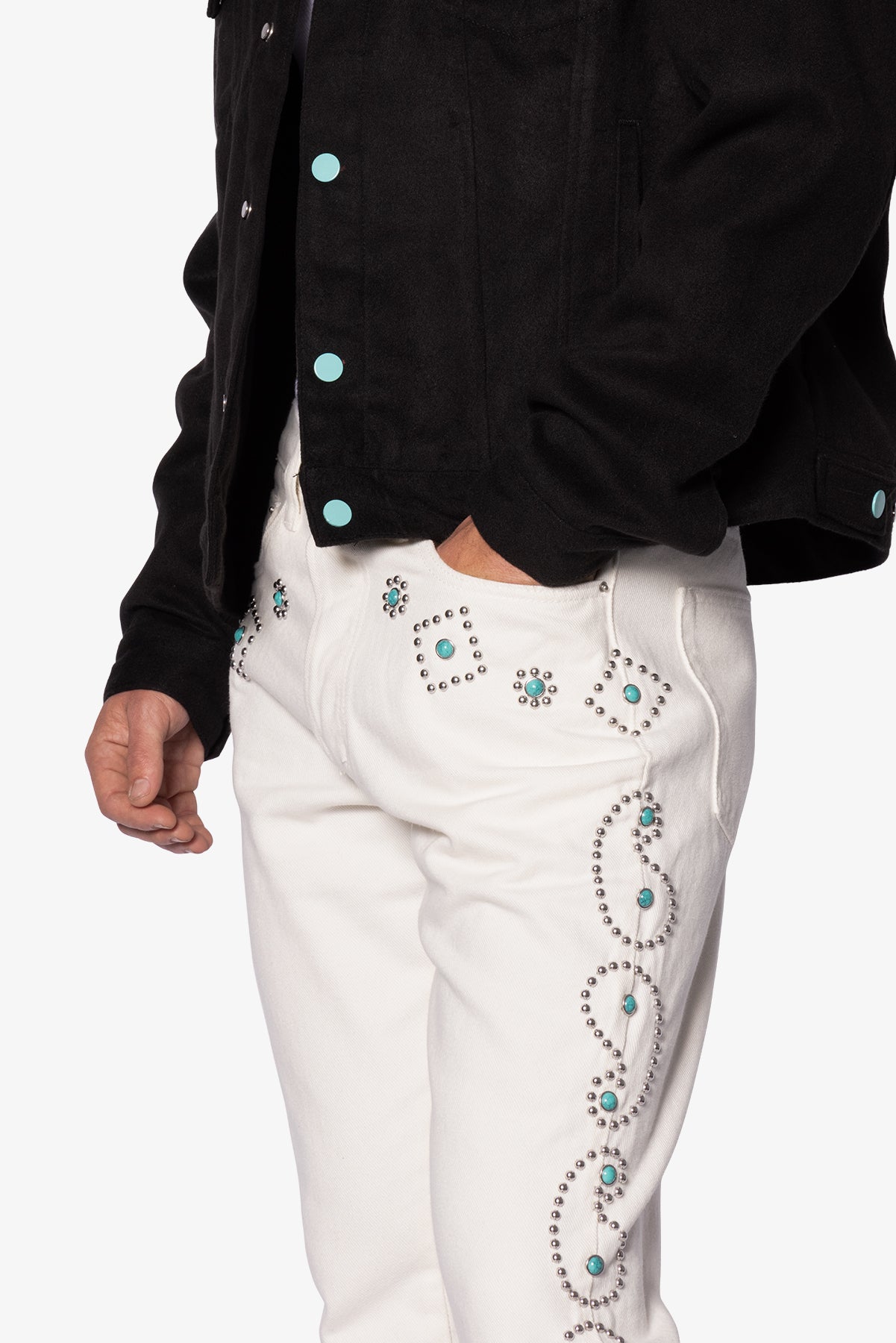 B660 Paisley Stud Flare Pants | Ivory