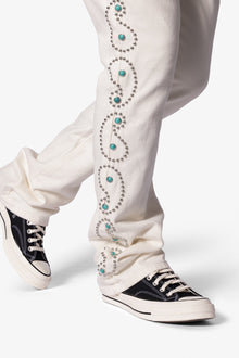 B660 Paisley Stud Flare Pants | Ivory