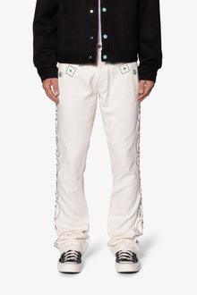 B660 Paisley Stud Flare Pants | Ivory