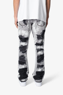 B668 Distressed Flare Denim | Light Grey