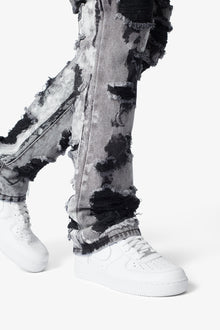 B668 Distressed Flare Denim | Light Grey
