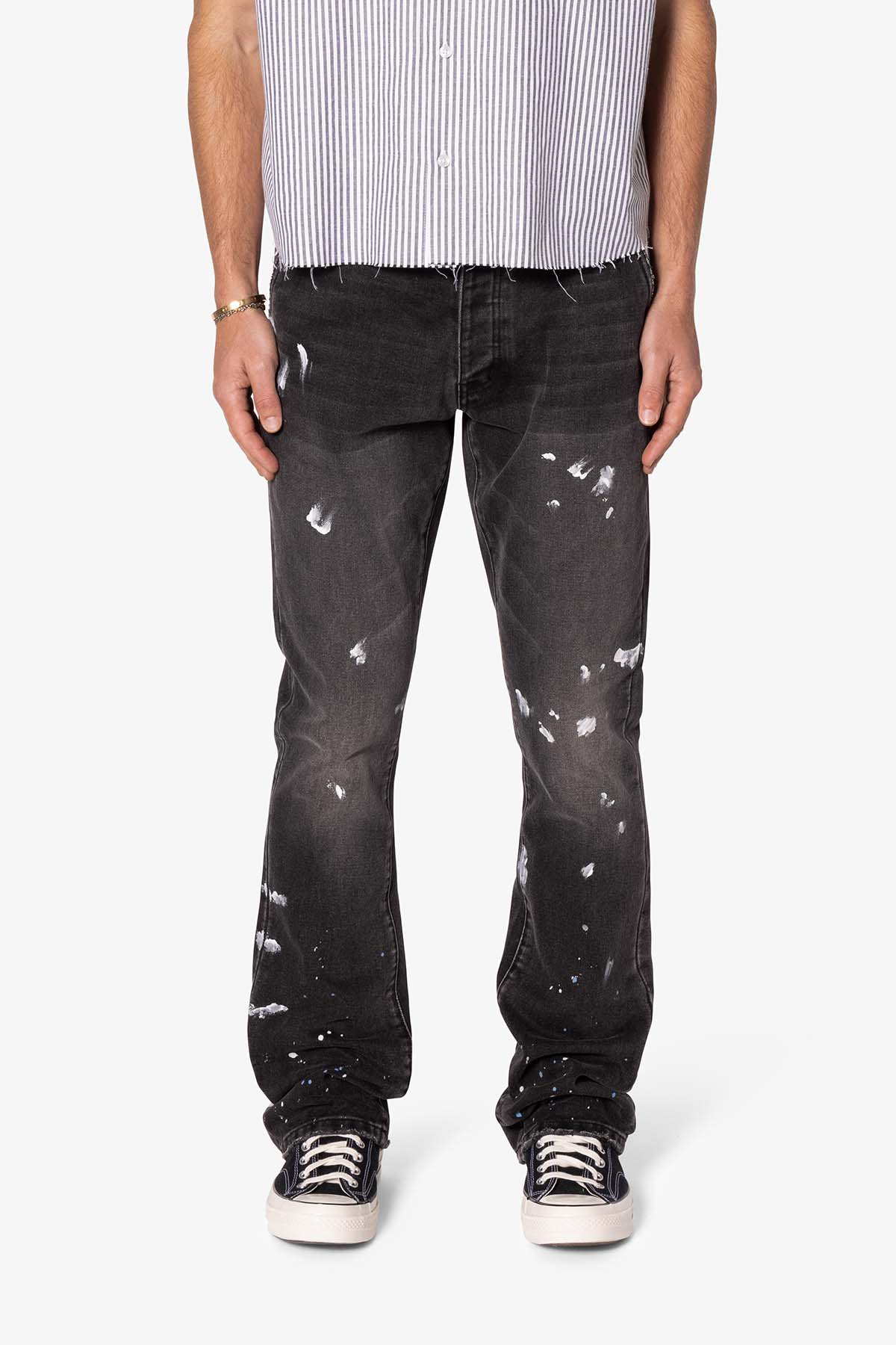 B679 Worn In Painted Pants | Washed Black