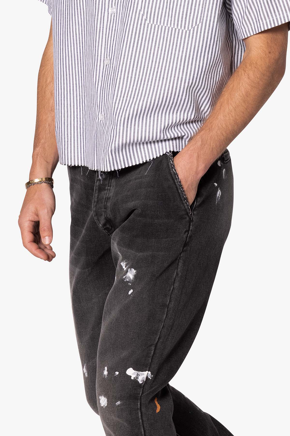 B679 Worn In Painted Pants | Washed Black