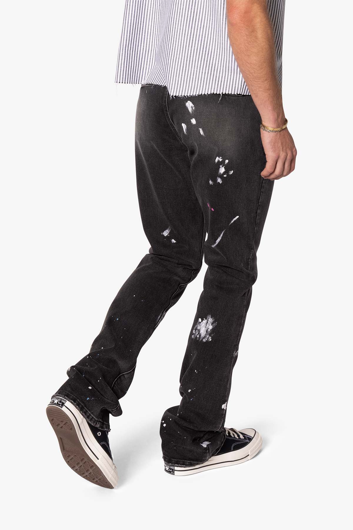 B679 Worn In Painted Pants | Washed Black