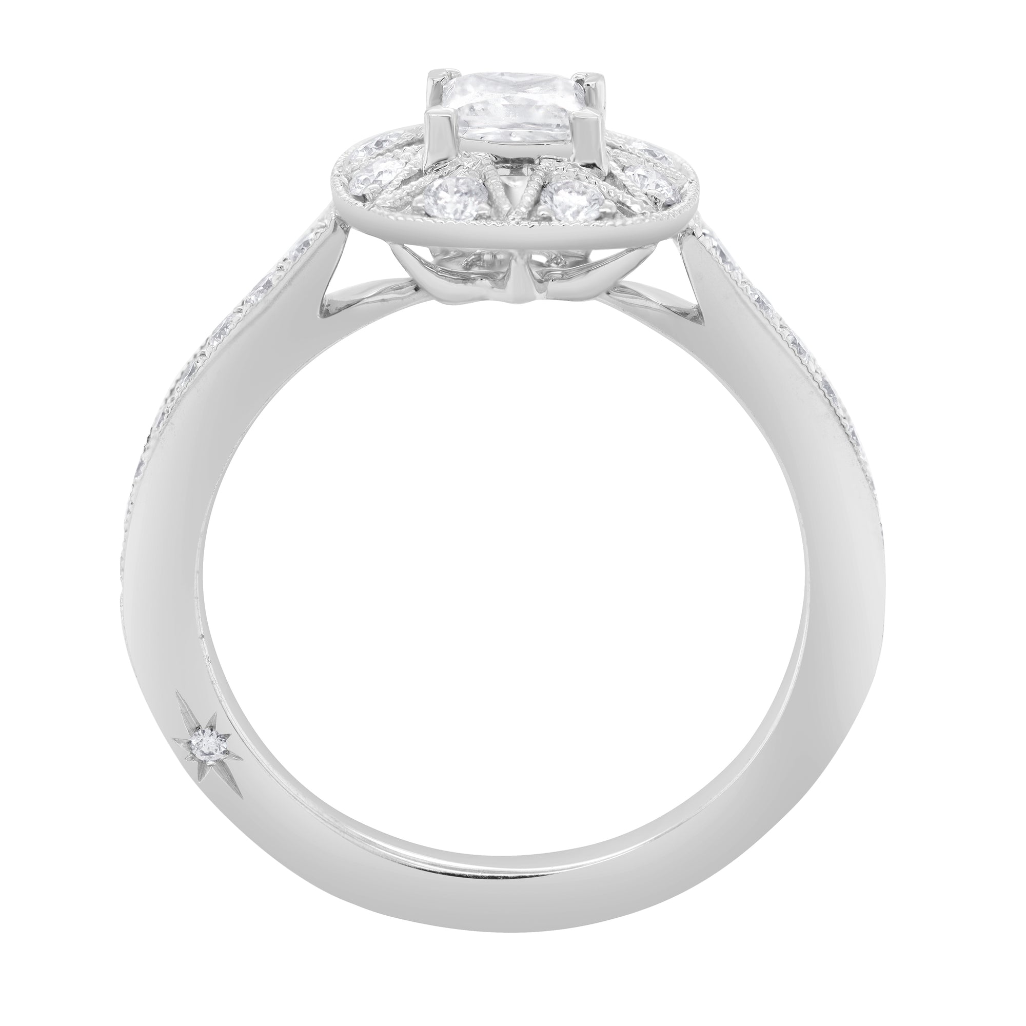 0.90 CT Princess/Round Natural Diamond | Engagement Ring | 18K White Gold | I Color | I1 Clarity