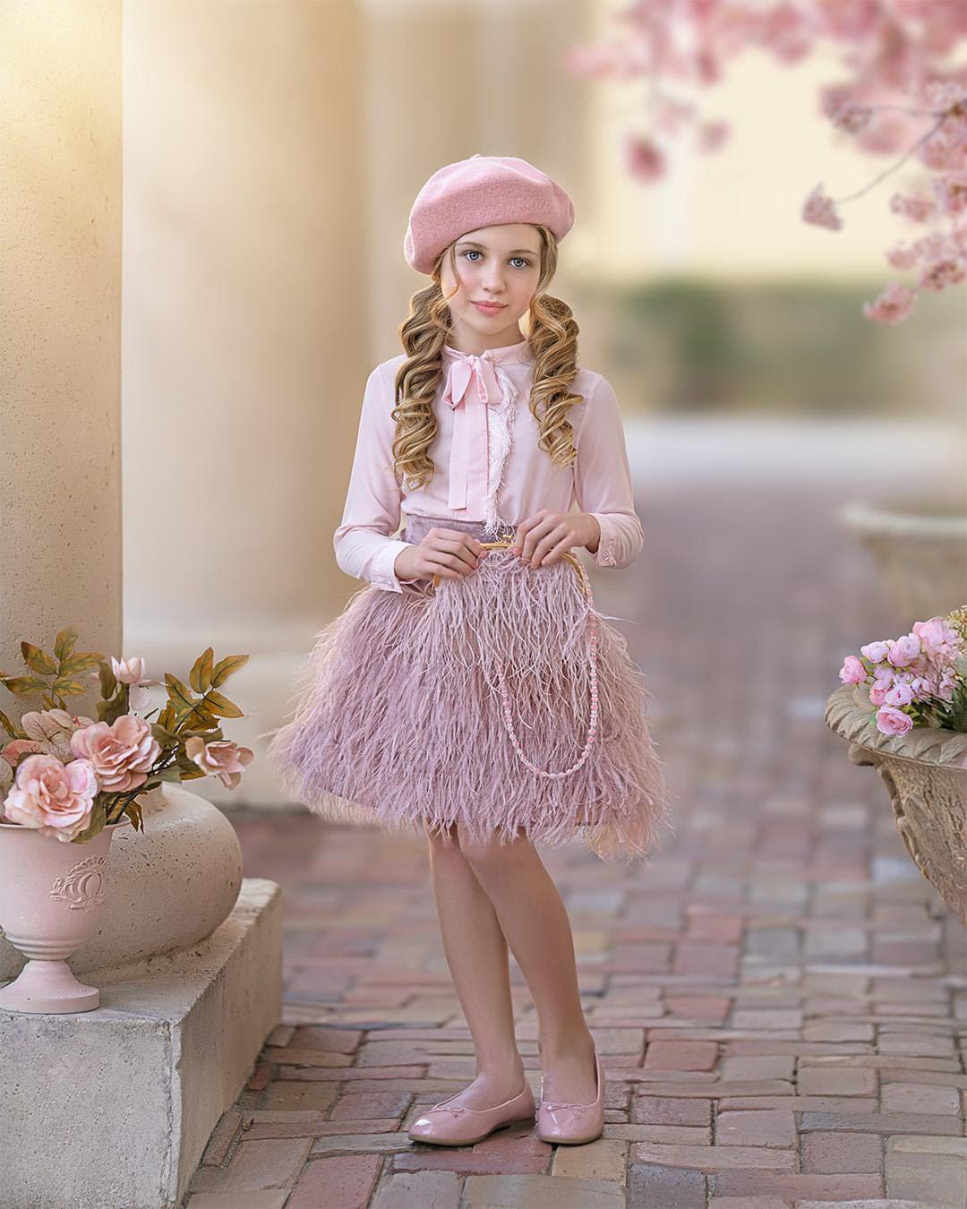 Girl | Feather Skirt | Dusty Pink
