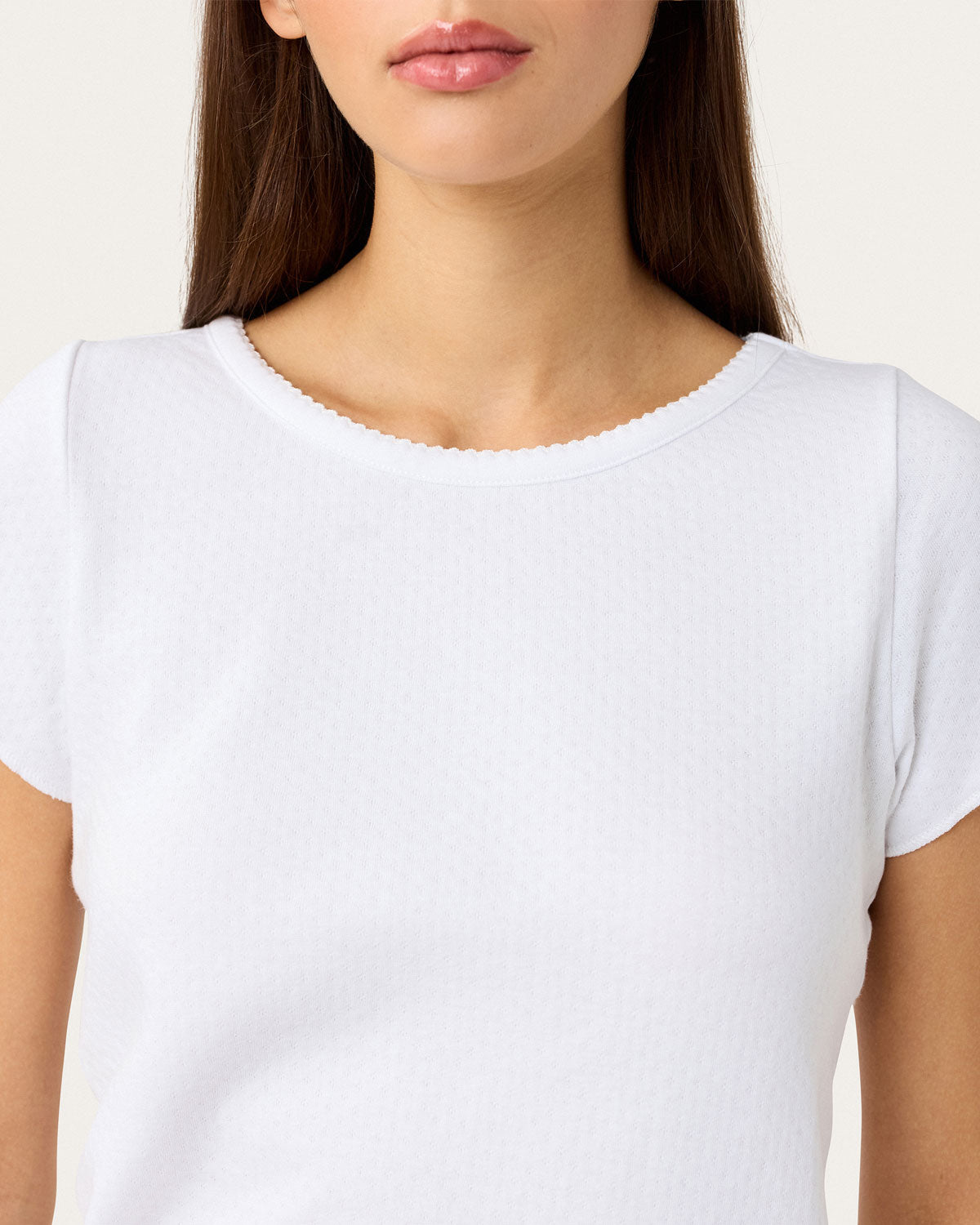 Womens | Baby Jean Tee | Chalk Pointelle