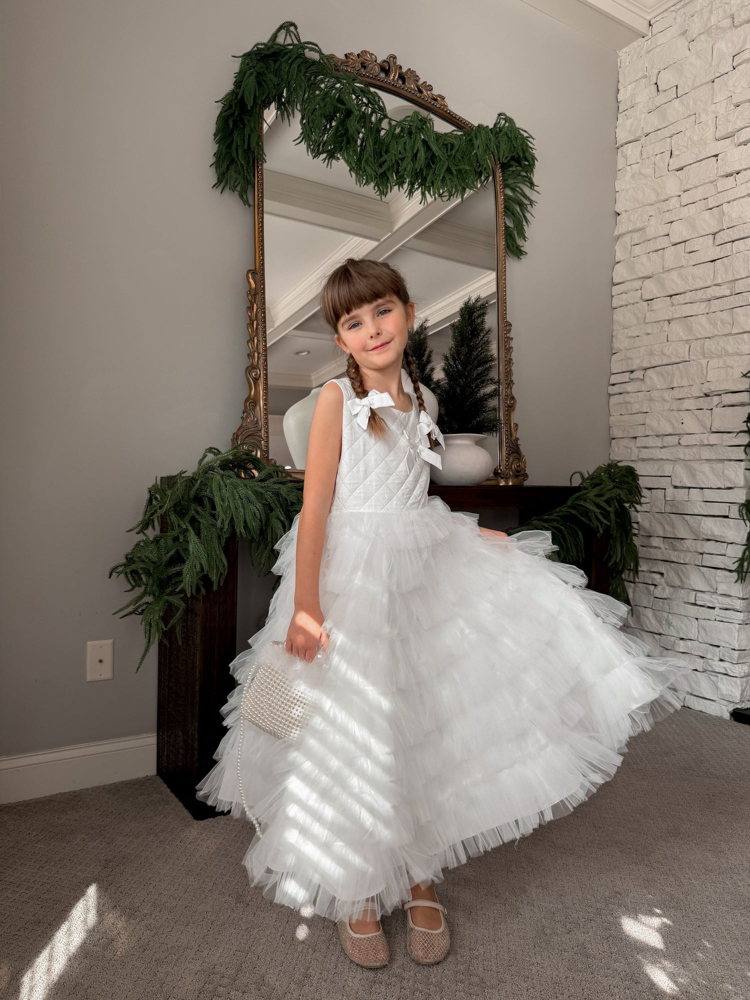 Poppy White Quilted Hair Bow Clips - Petite Maison Kids