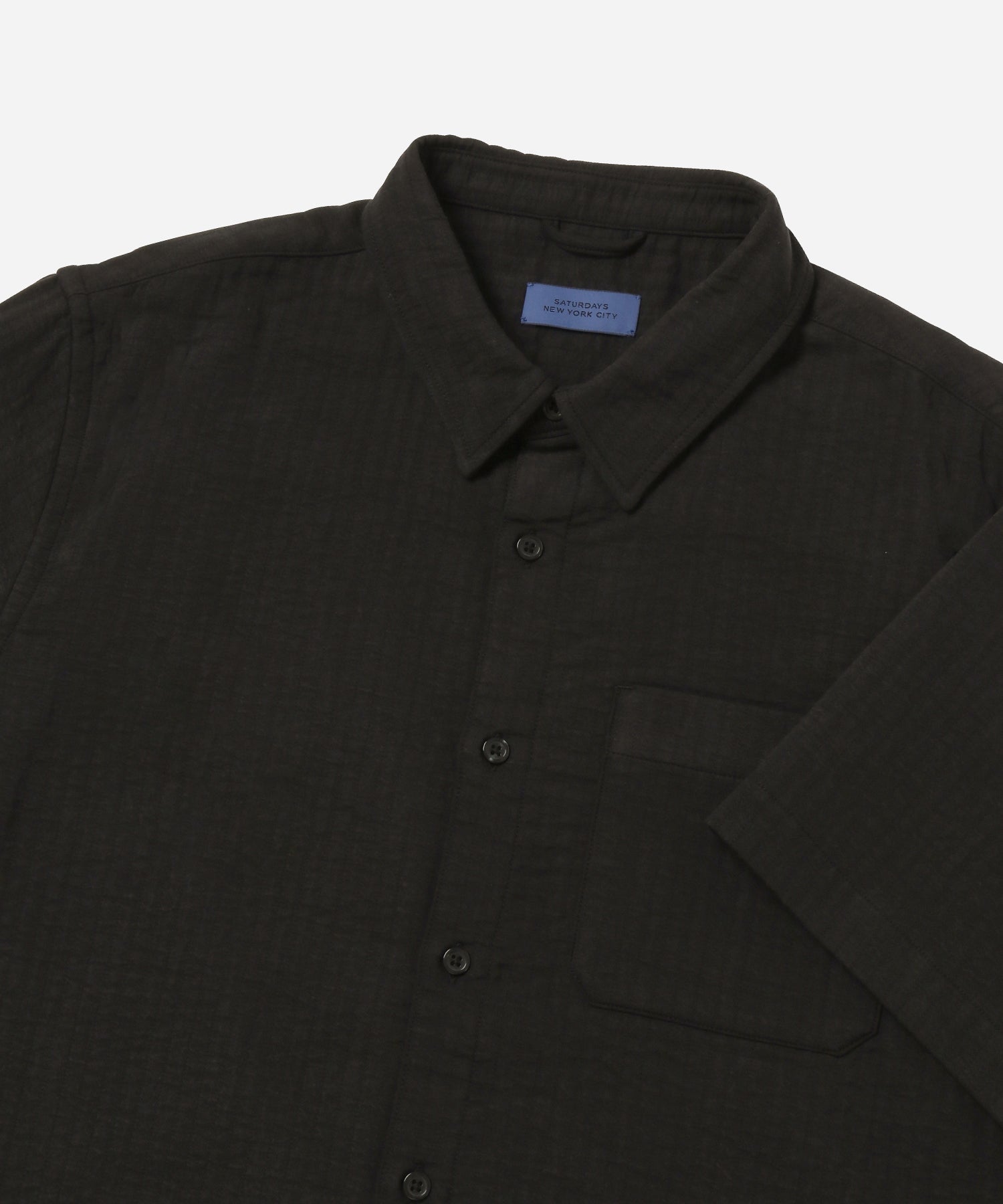 Black | Bruce Double Layer Crinkle Short Sleeve Shirt