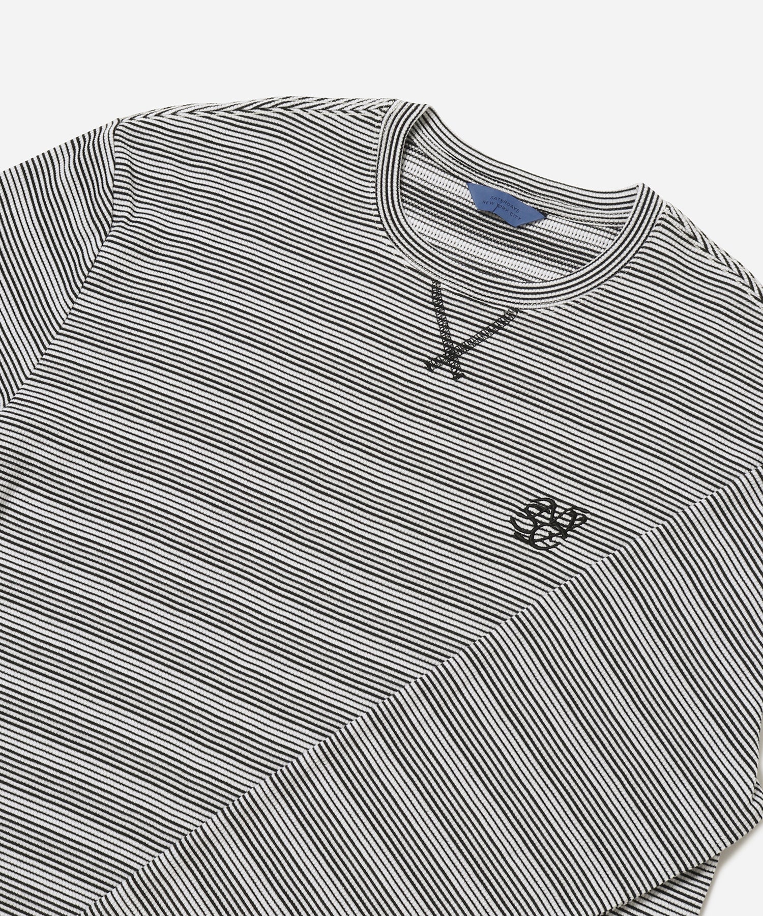 Ivory | Striped Waffle Relaxed LS Tee