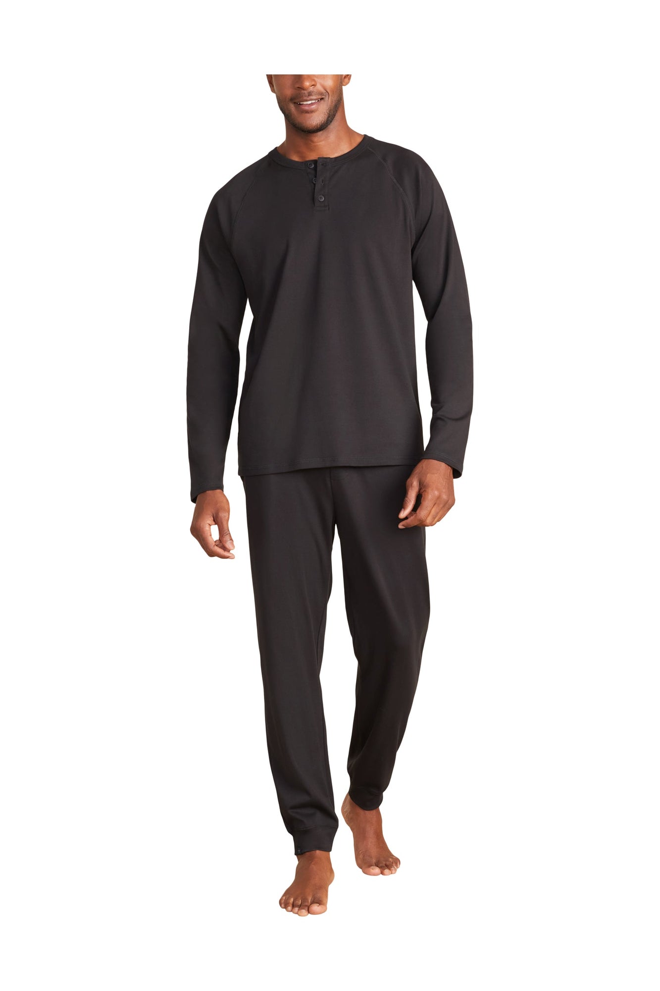 Mens | Malibu Collection Pima Jersey Long Sleeve Henley | Black