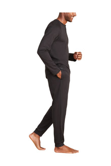 Mens | Malibu Collection Pima Jersey Long Sleeve Henley | Black