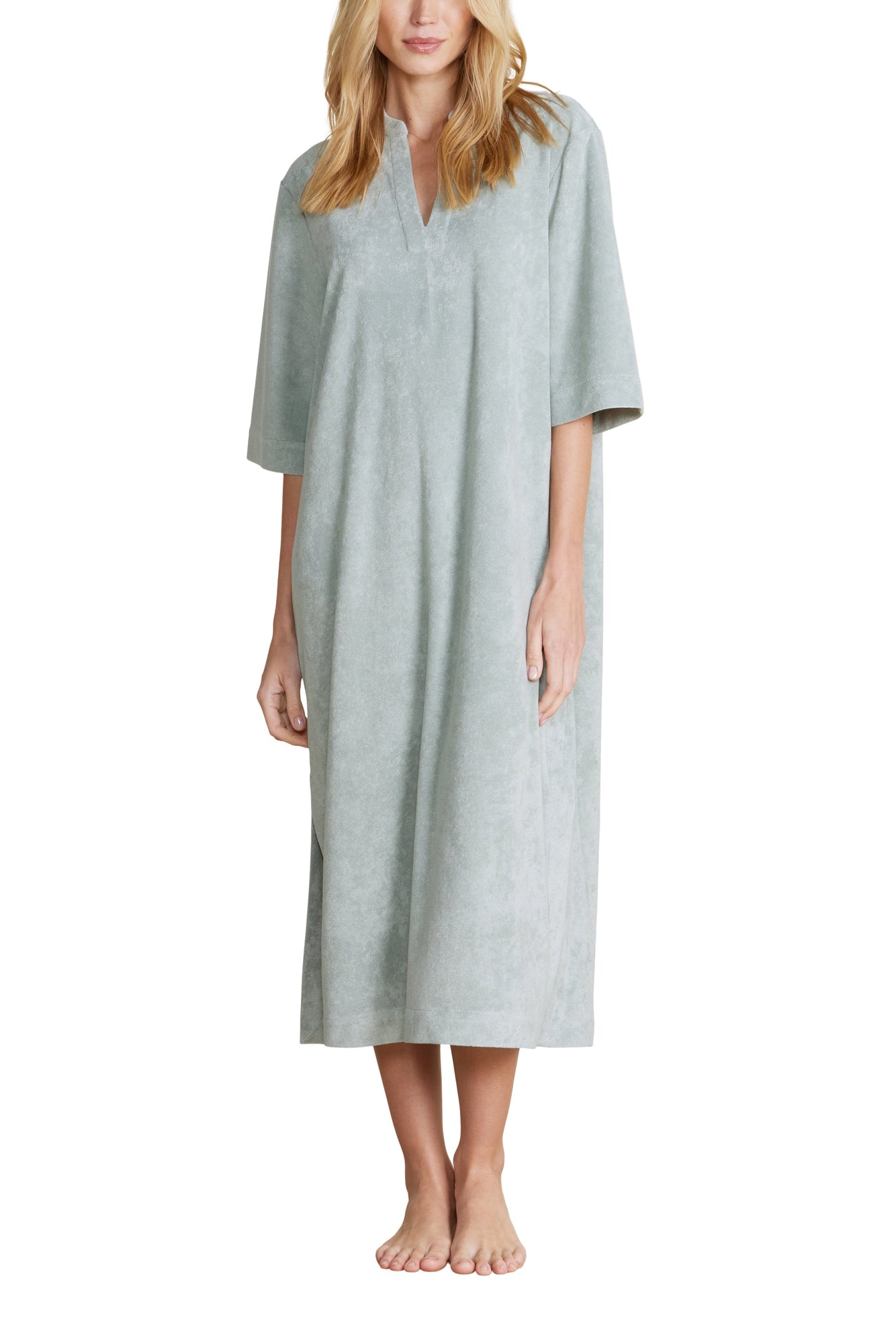 Womens | CozyTerry Placket Caftan | Beach Glass