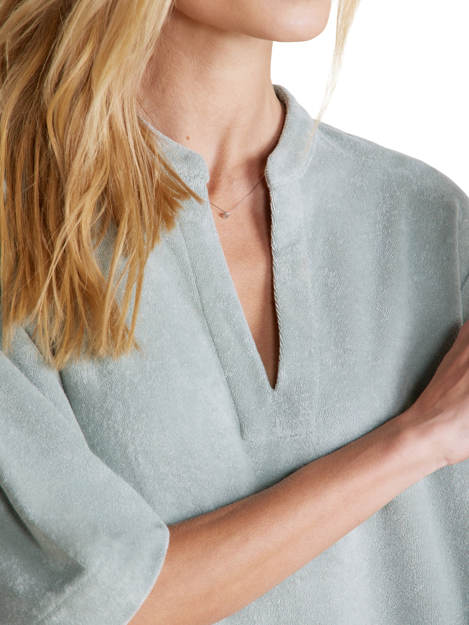Womens | CozyTerry Placket Caftan | Beach Glass