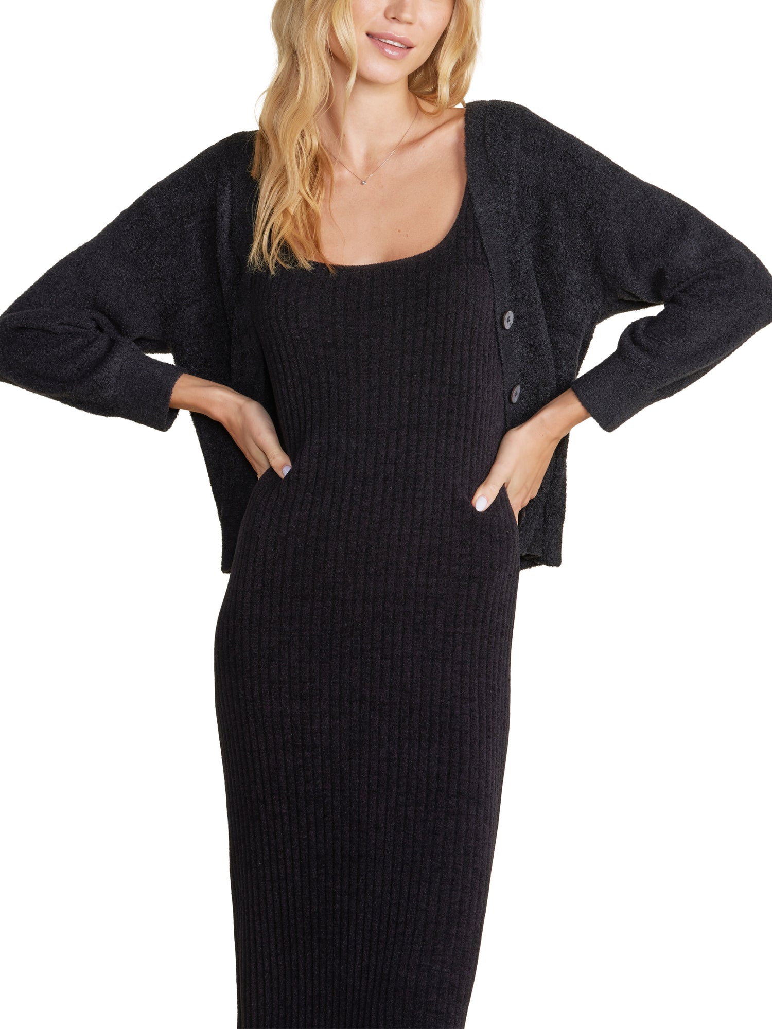 Womens | CozyChic Lite Diamond Pointelle Cardigan | Black