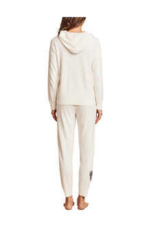 Womens | Cozychic Ultra Lite Embroidered Heart Pant | Pearl/Carbon