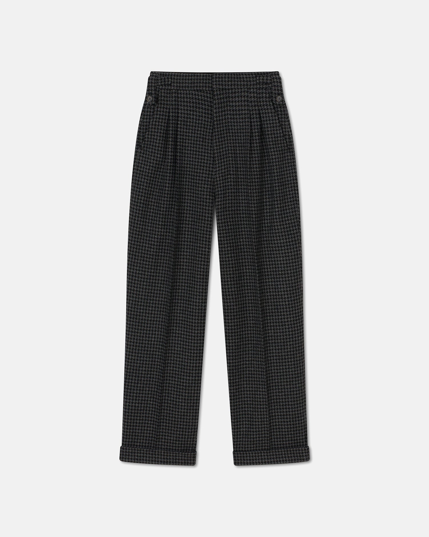 Biba Houndstooth Wool Pants | Grey Black Houndstooth