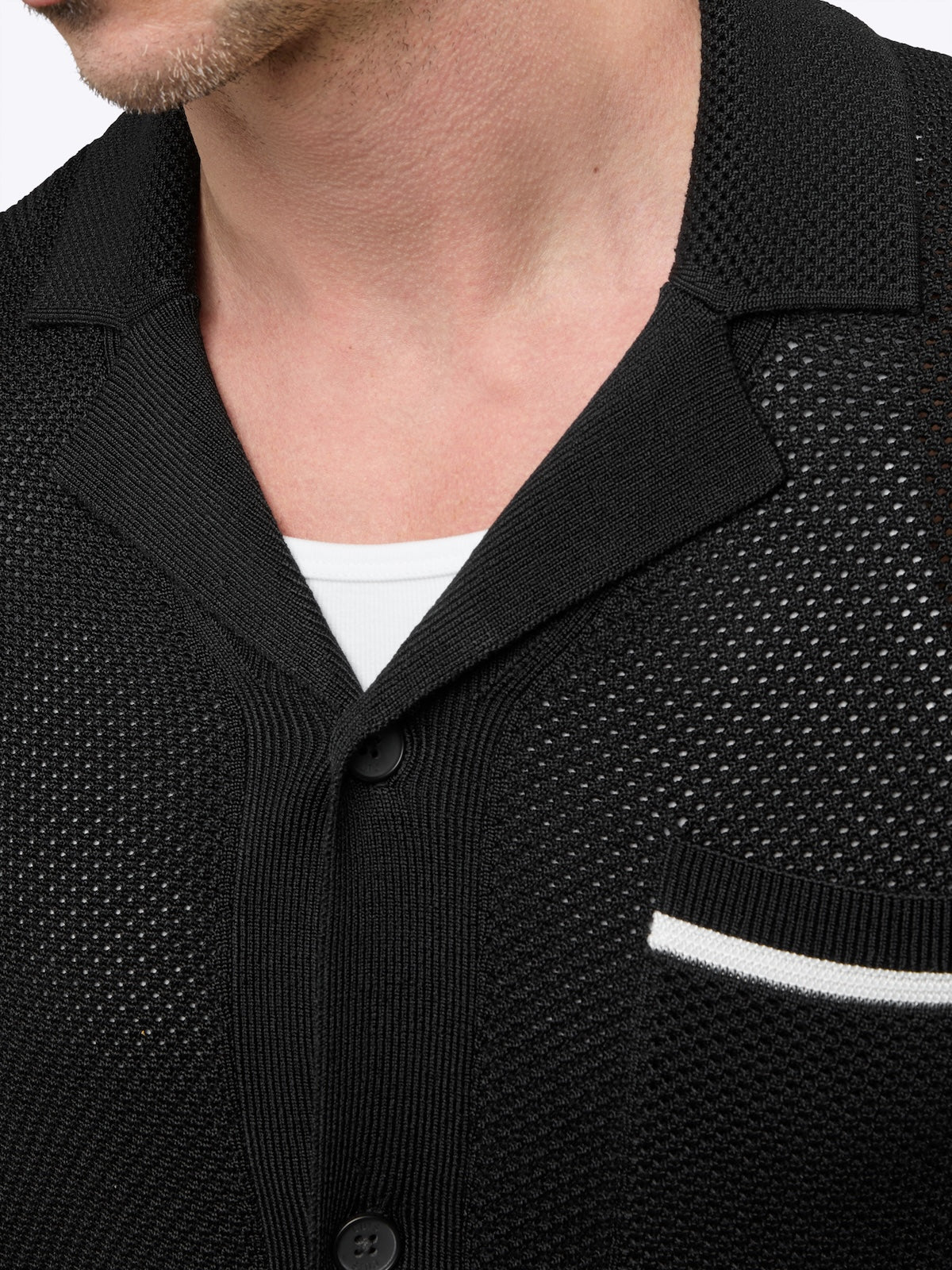 Mens | Portofino Crochet Classic-Fit Button Up | Black