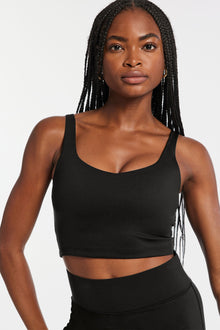 Bandier | V-Neck Tempo Crop Bra | Black